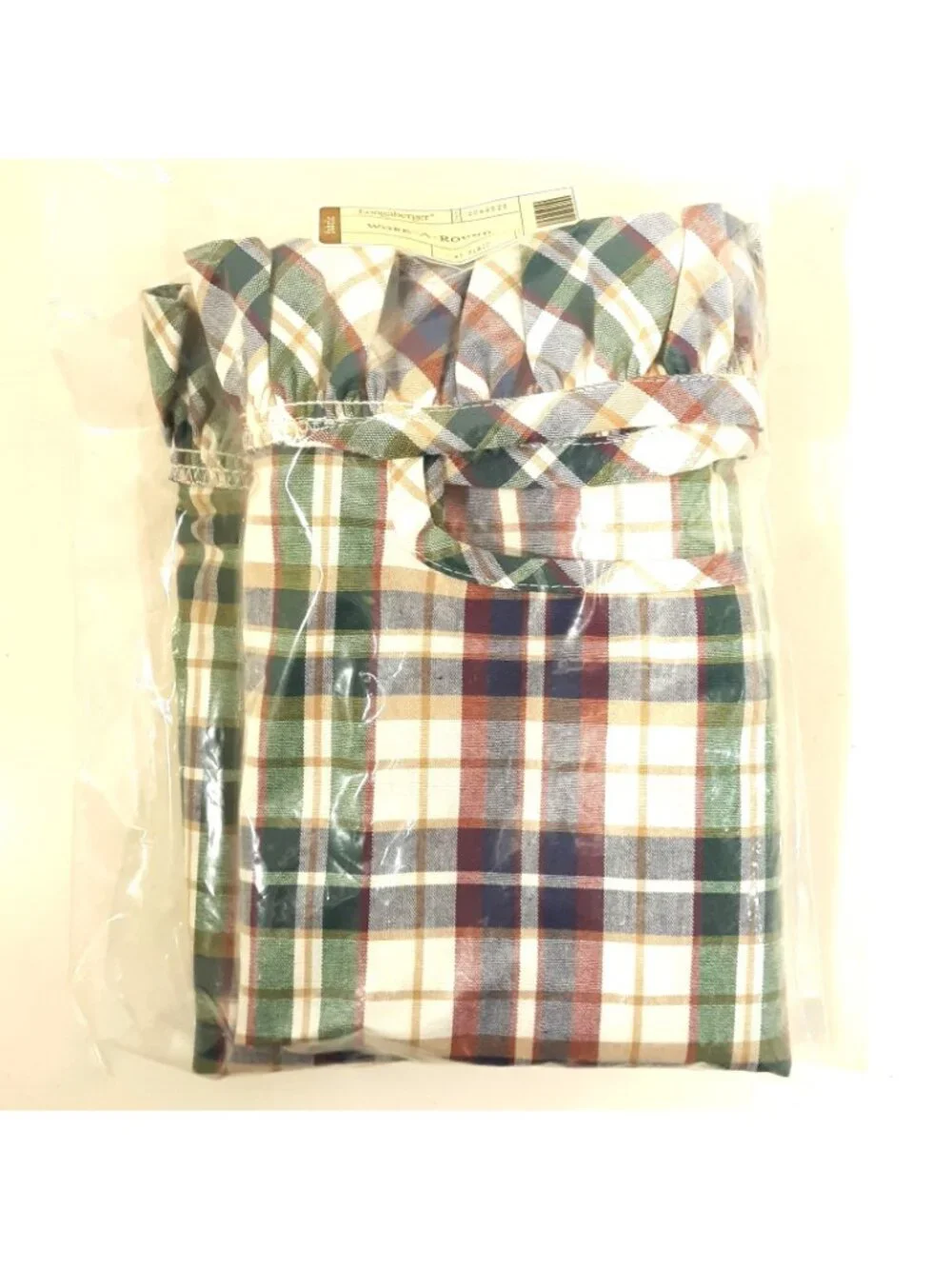 Longaberger Work Around Basket Liner #2049528 Woven Traditions Plaid Cotton New!